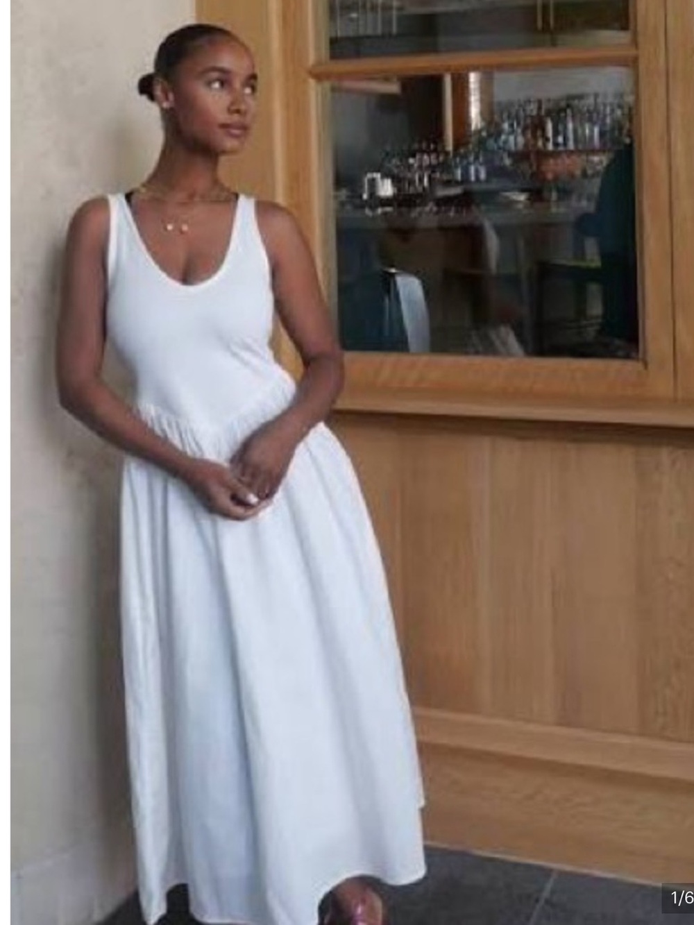 Marcella Emmy Mixed Media Midi Dress White Large 
 White Sleeveless Tank Dress X